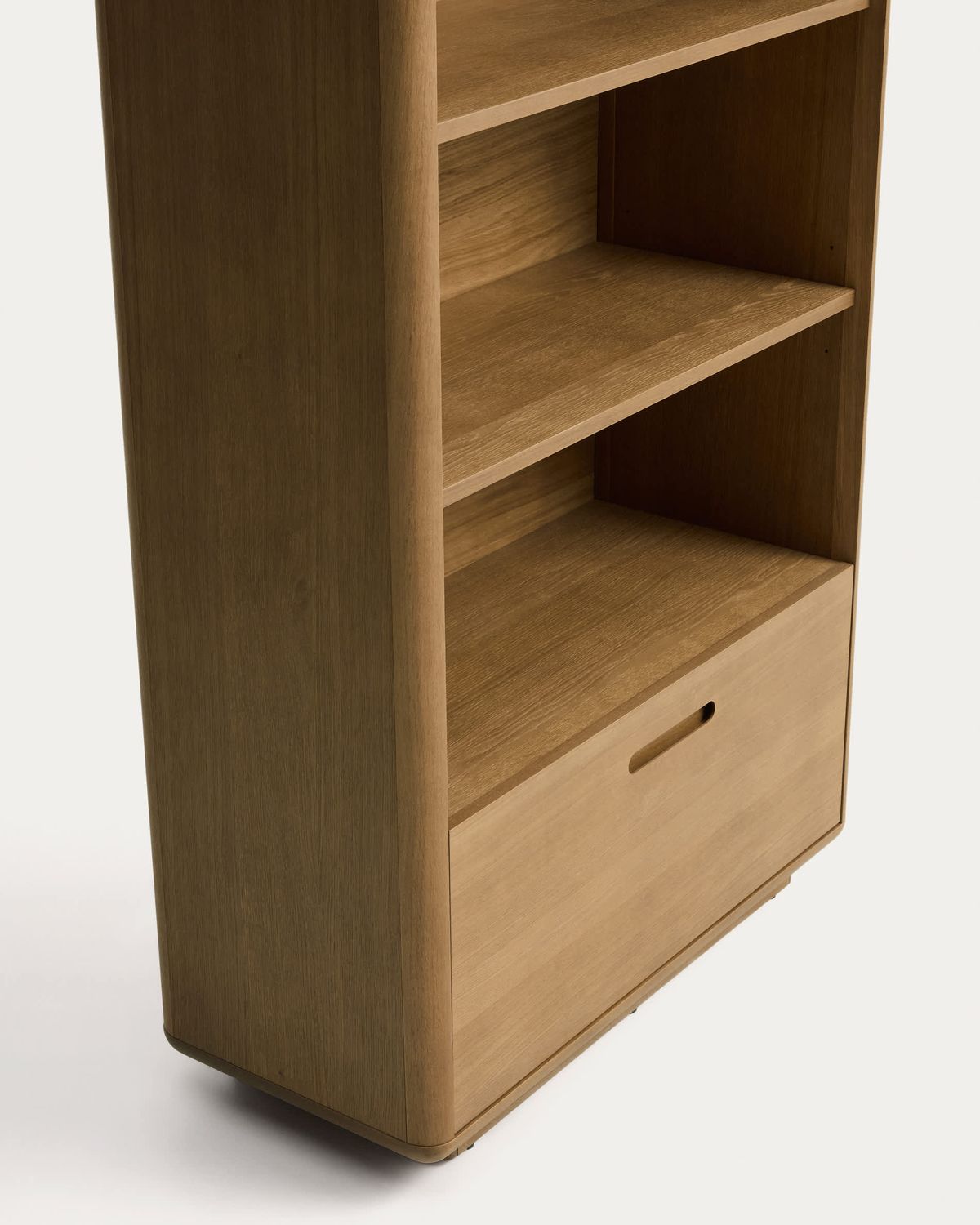 Estantería Arelida de chapa y madera maciza de roble acabado marrón claro 90 x 185 cm FSC Mix Credit