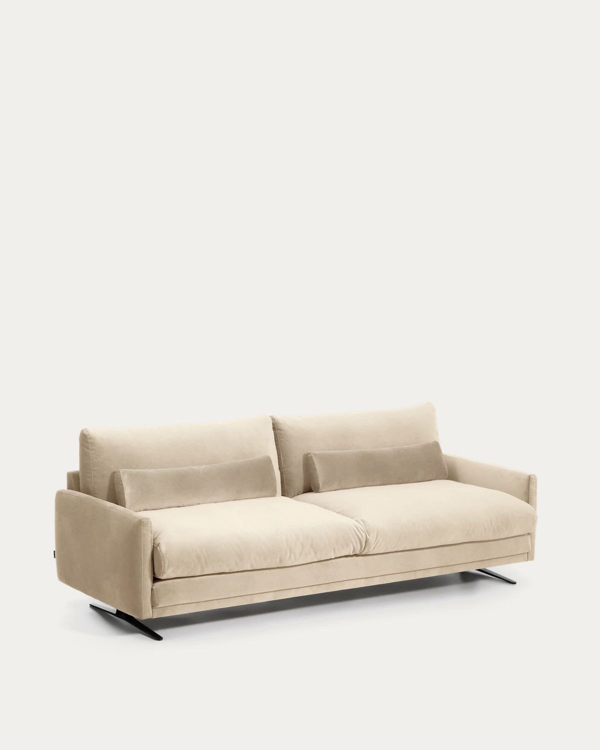 Sofá Veliro 4 plazas de terciopelo perla y patas de acero con acabado negro 240 cm FSC Mix Credit