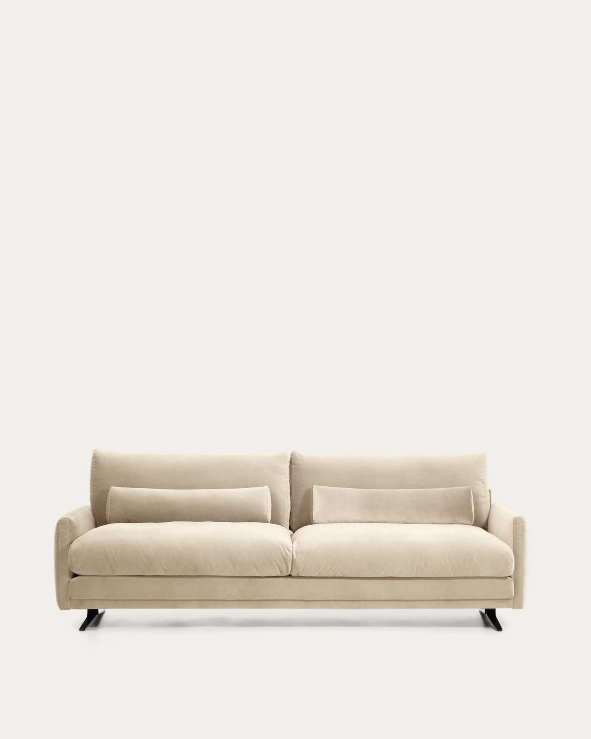 Sofá Veliro 4 plazas de terciopelo perla y patas de acero con acabado negro 240 cm FSC Mix Credit