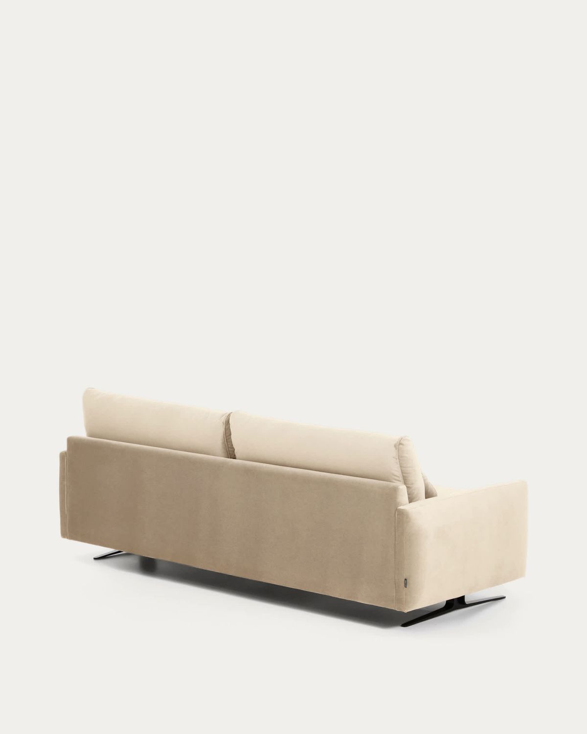 Sofá Veliro 4 plazas de terciopelo perla y patas de acero con acabado negro 240 cm FSC Mix Credit