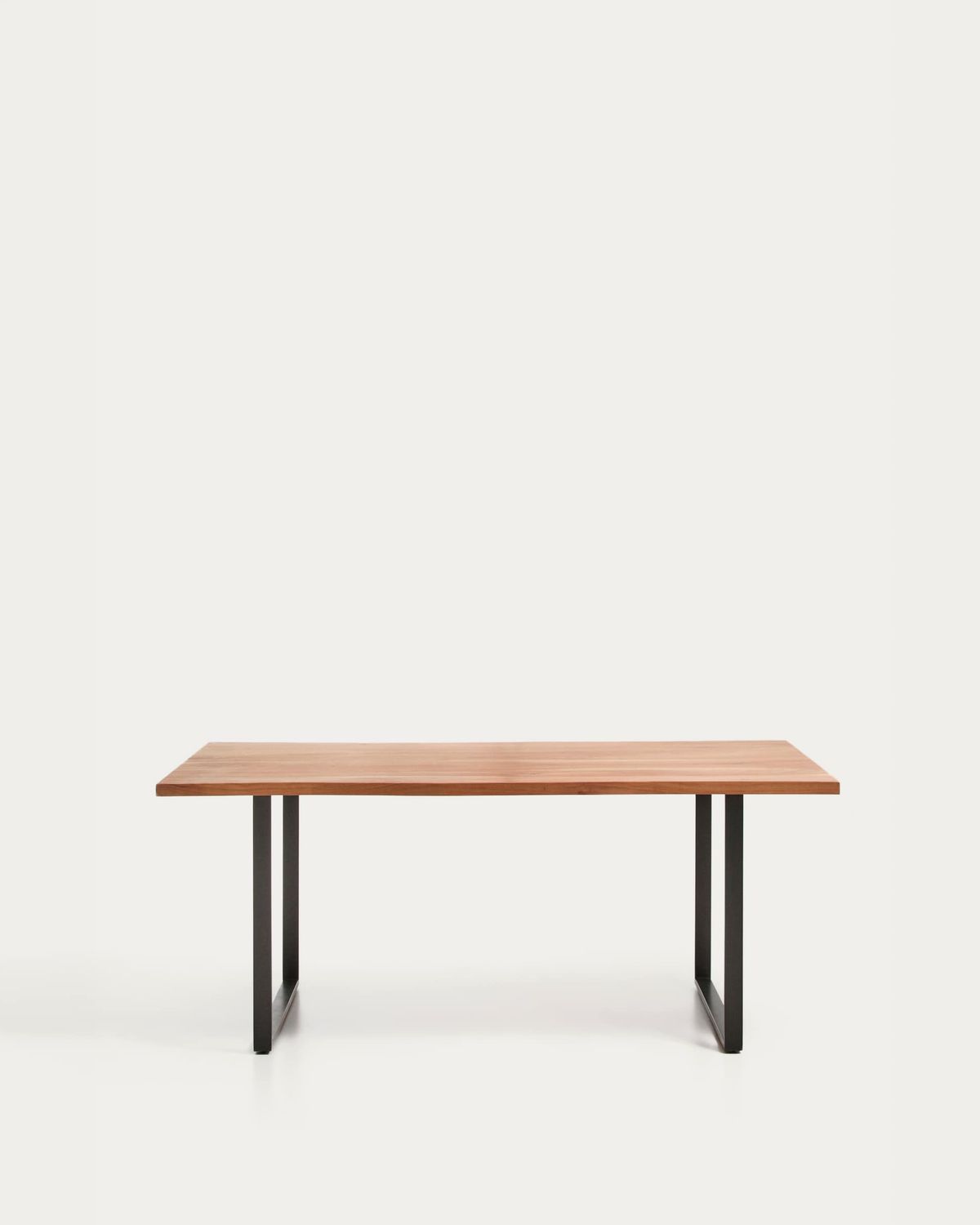 Mesa Uxue de madera maciza de acacia y patas de acero negro 160 x 90 cm