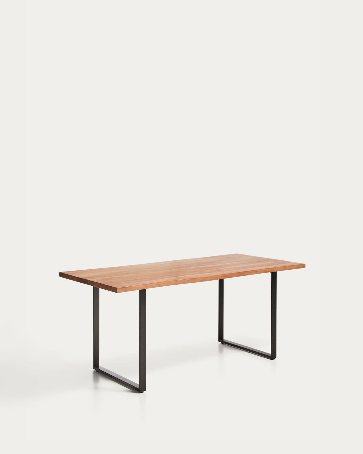 Mesa Uxue de madera maciza de acacia y patas de acero negro 160 x 90 cm