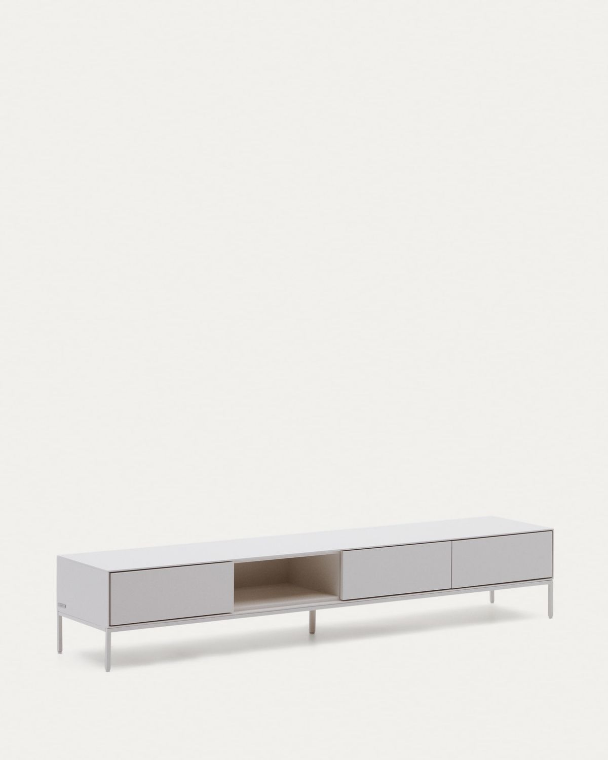 Mueble de TV Vedrana 3 cajones DM lacado blanco 195 x 35 cm