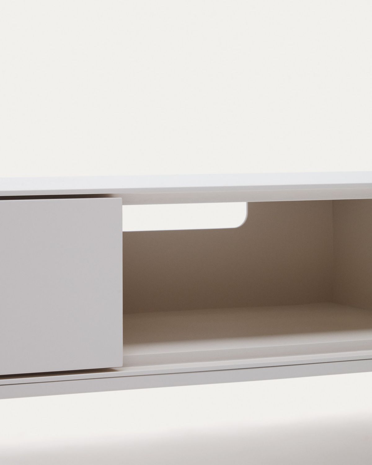 Mueble de TV Vedrana 3 cajones DM lacado blanco 195 x 35 cm