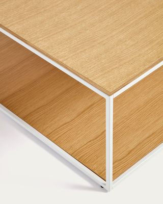 Mesa de centro Yoana de chapa de roble y estructura de metal blanco 80 x 80 cm