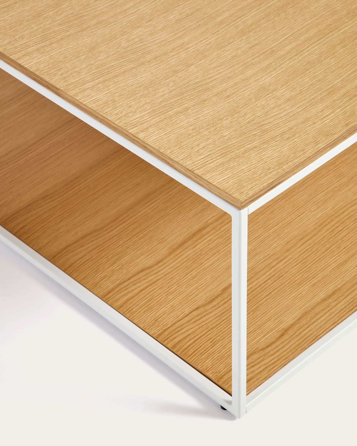 Mesa de centro Yoana de chapa de roble y estructura de metal blanco 80 x 80 cm