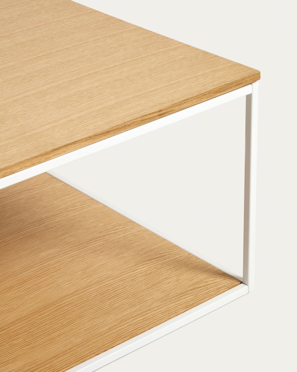 Mesa de centro Yoana de chapa de roble y estructura de metal blanco 80 x 80 cm