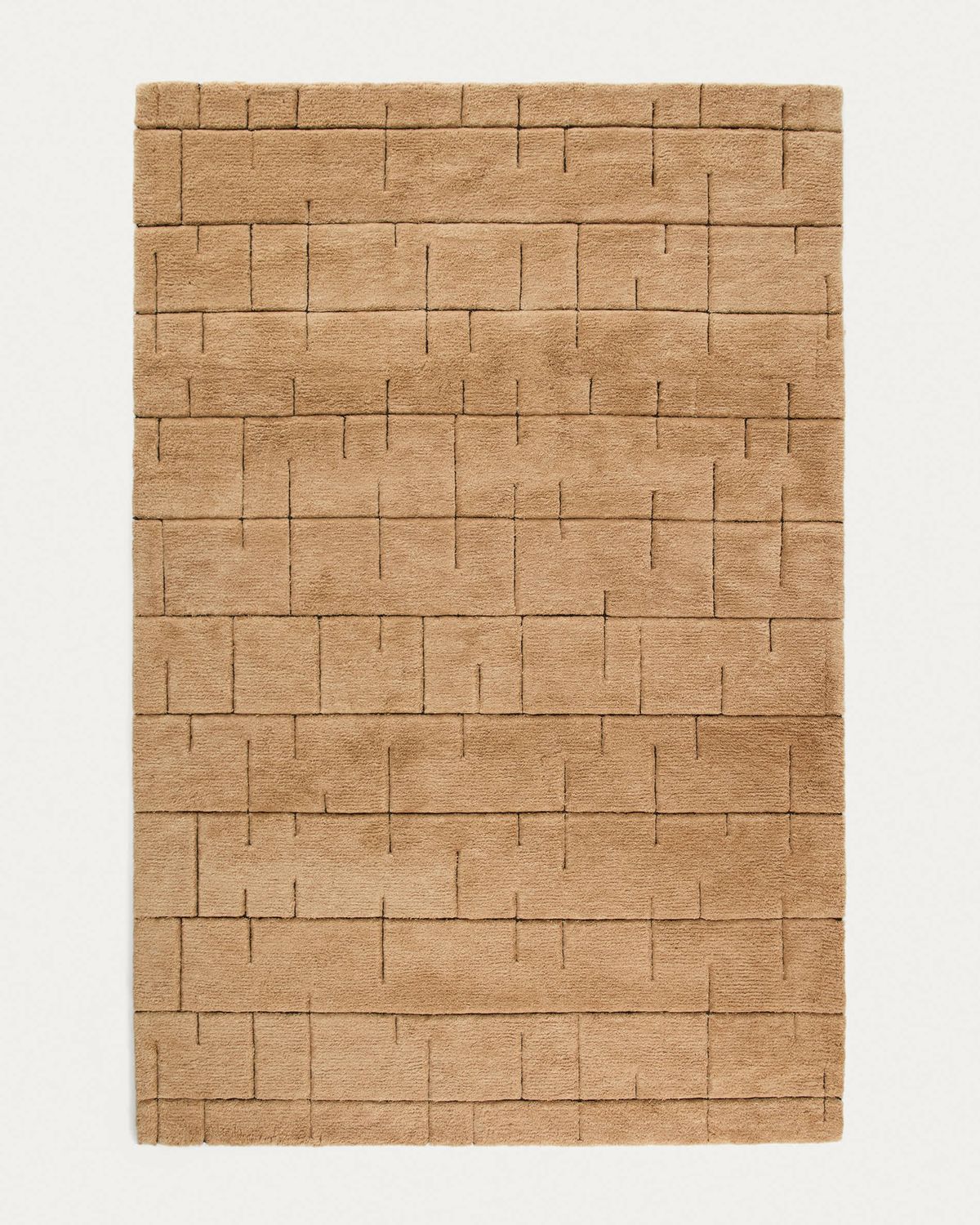 Alfombra Helun de lana con gráfico marrón 200 x 300 cm