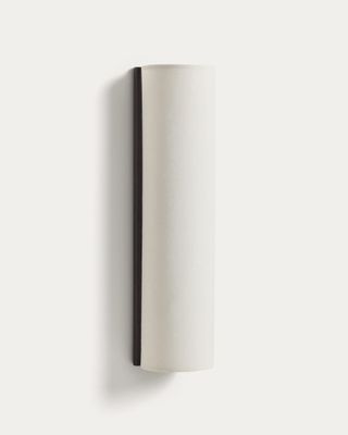 Aplique de pared Umbran de madera de caucho marrón oscuro y lino beige Aplique de pared Umbran de madera de caucho marrón oscuro y lino beige