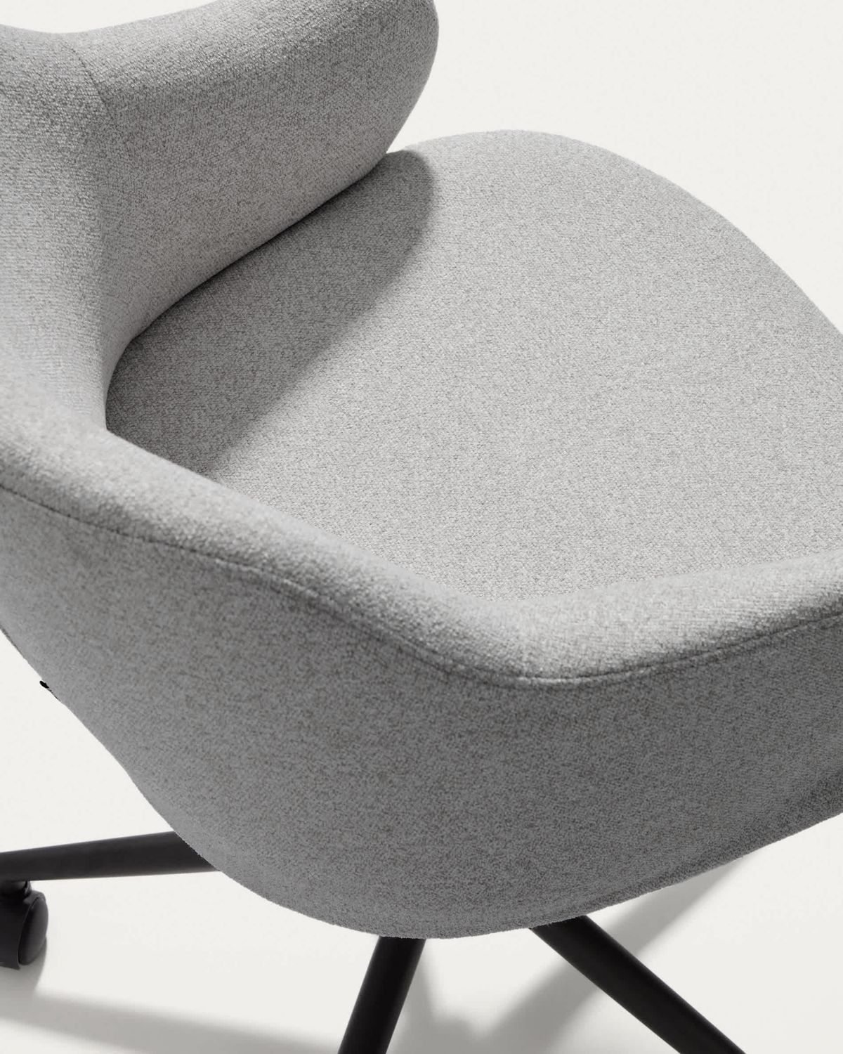 Silla de escritorio Einara chenilla gris y patas de acero negro