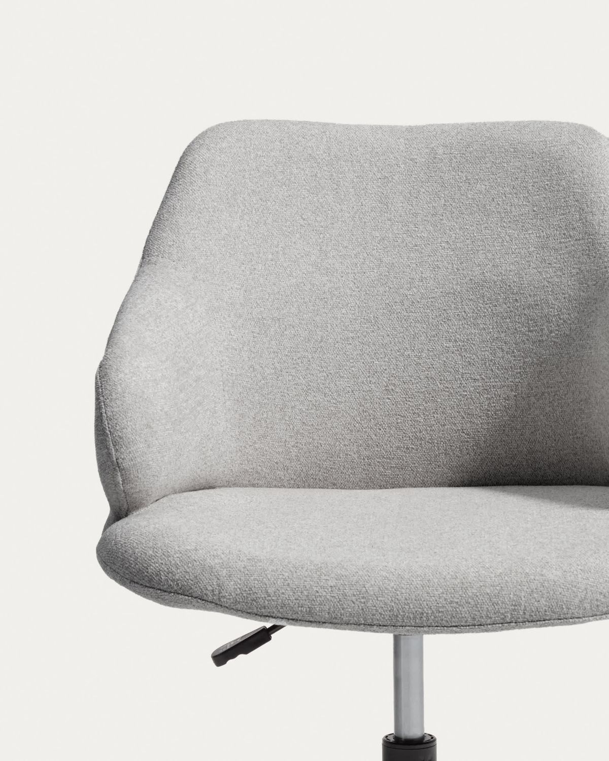 Silla de escritorio Einara chenilla gris y patas de acero negro