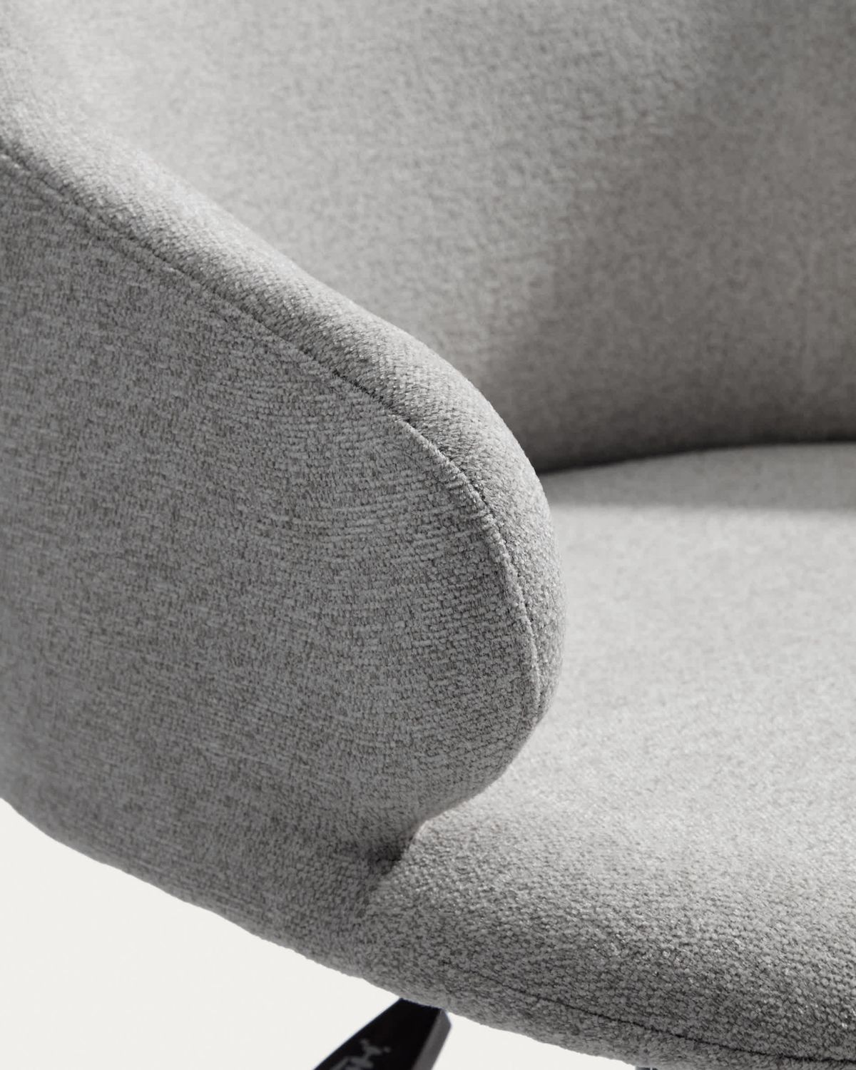 Silla de escritorio Einara chenilla gris y patas de acero negro