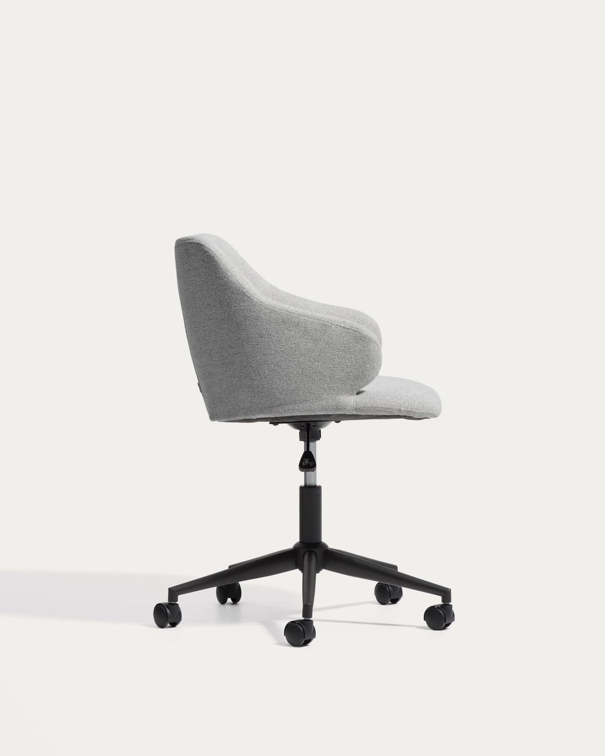 Silla de escritorio Einara chenilla gris y patas de acero negro