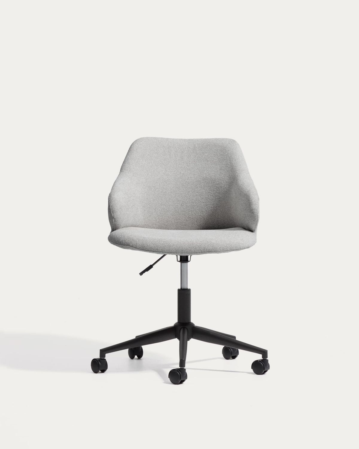 Silla de escritorio Einara chenilla gris y patas de acero negro