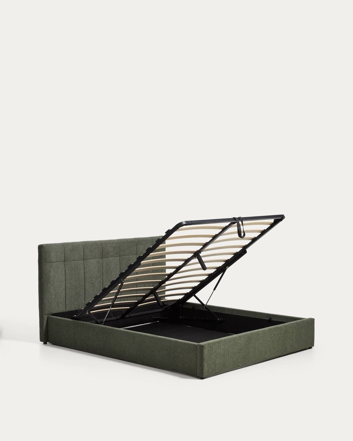 Cama con canapé abatible Darnela de chenilla verde musgo para colchón de 180 x 200 cm FSC 100%