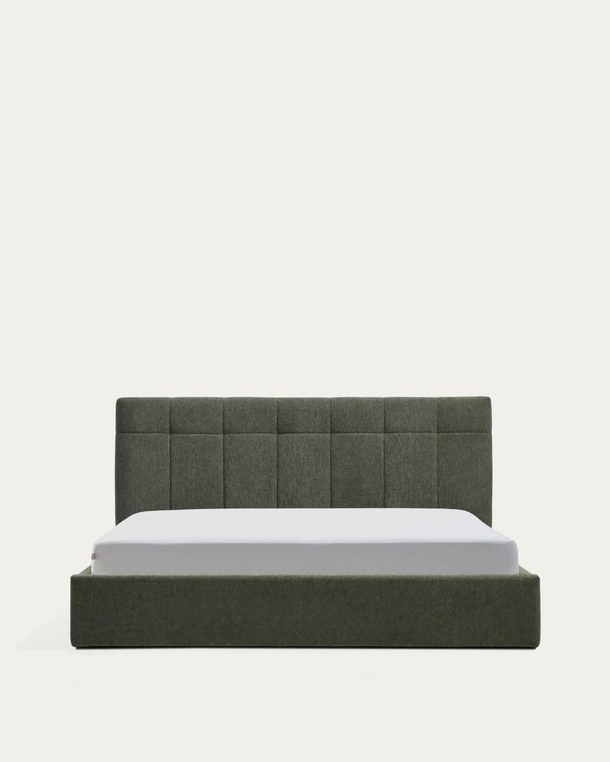 Cama con canapé abatible Darnela de chenilla verde musgo para colchón de 180 x 200 cm FSC 100%