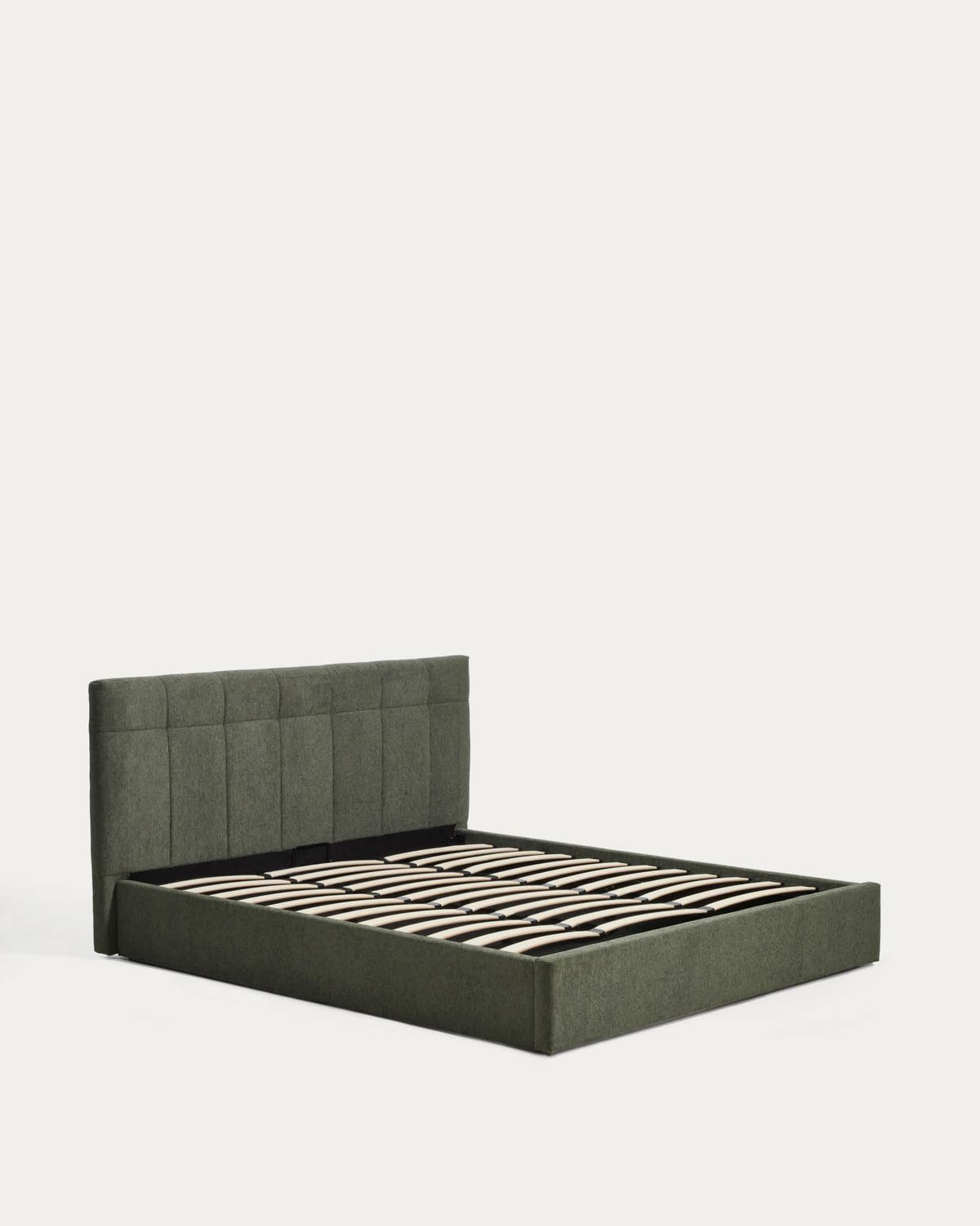 Cama con canapé abatible Darnela de chenilla verde musgo para colchón de 180 x 200 cm FSC 100%