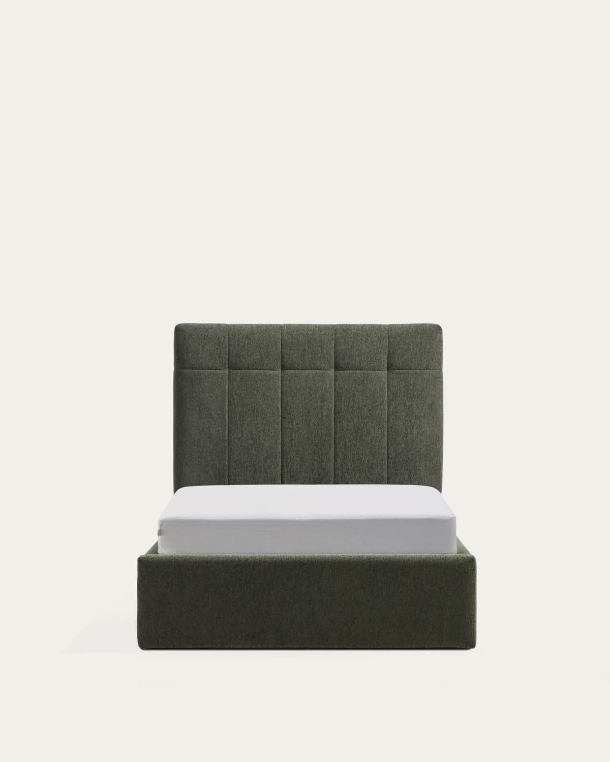 Cama con canapé abatible Darnela de chenilla verde musgo para colchón de 90 x 200 cm FSC 100%