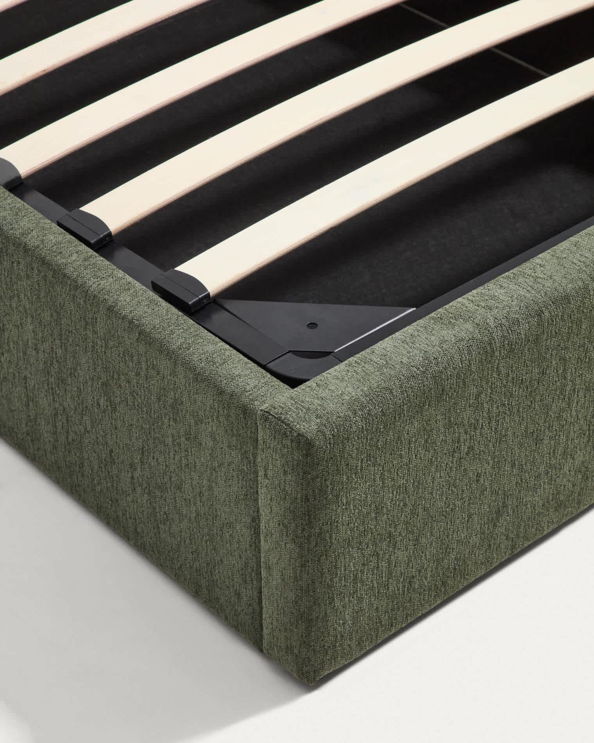 Cama con canapé abatible Darnela de chenilla verde musgo para colchón de 90 x 200 cm FSC 100%