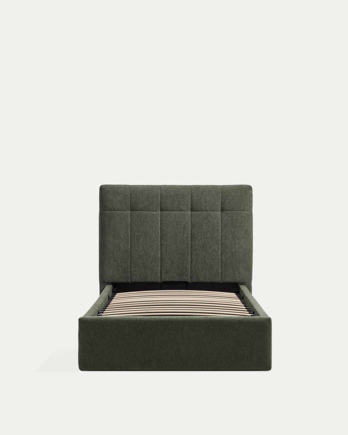 Cama con canapé abatible Darnela de chenilla verde musgo para colchón de 90 x 200 cm FSC 100%
