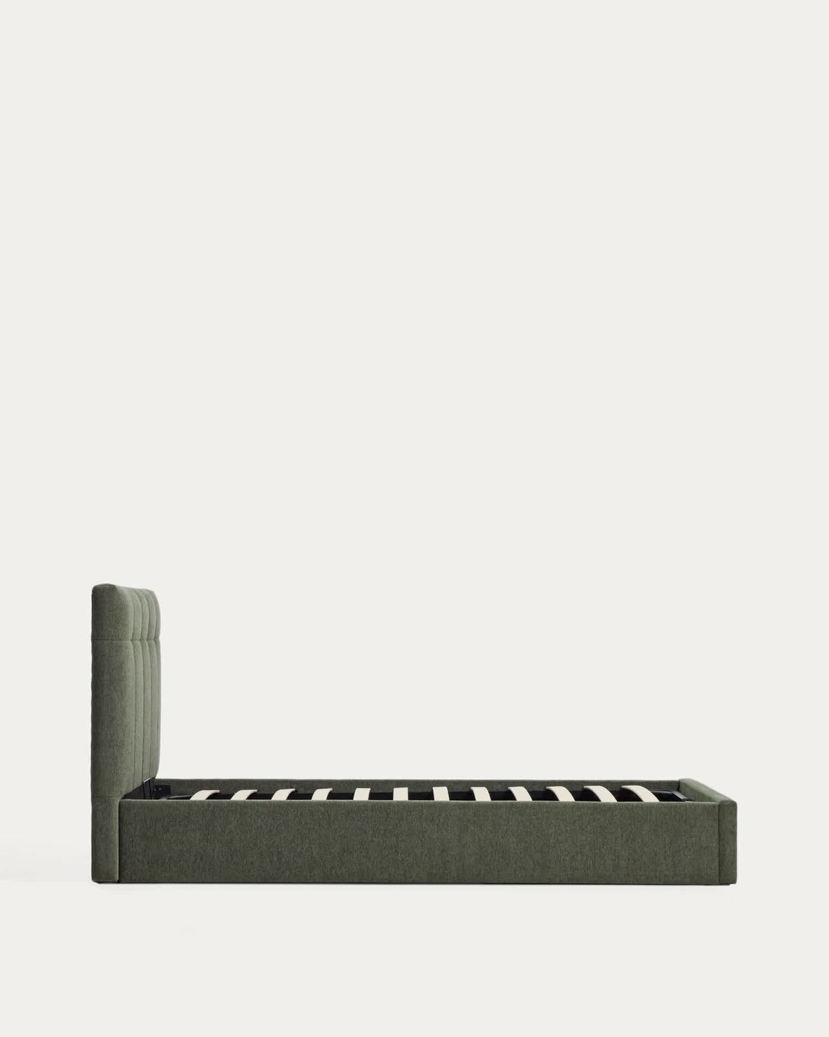 Cama con canapé abatible Darnela de chenilla verde musgo para colchón de 90 x 200 cm FSC 100%