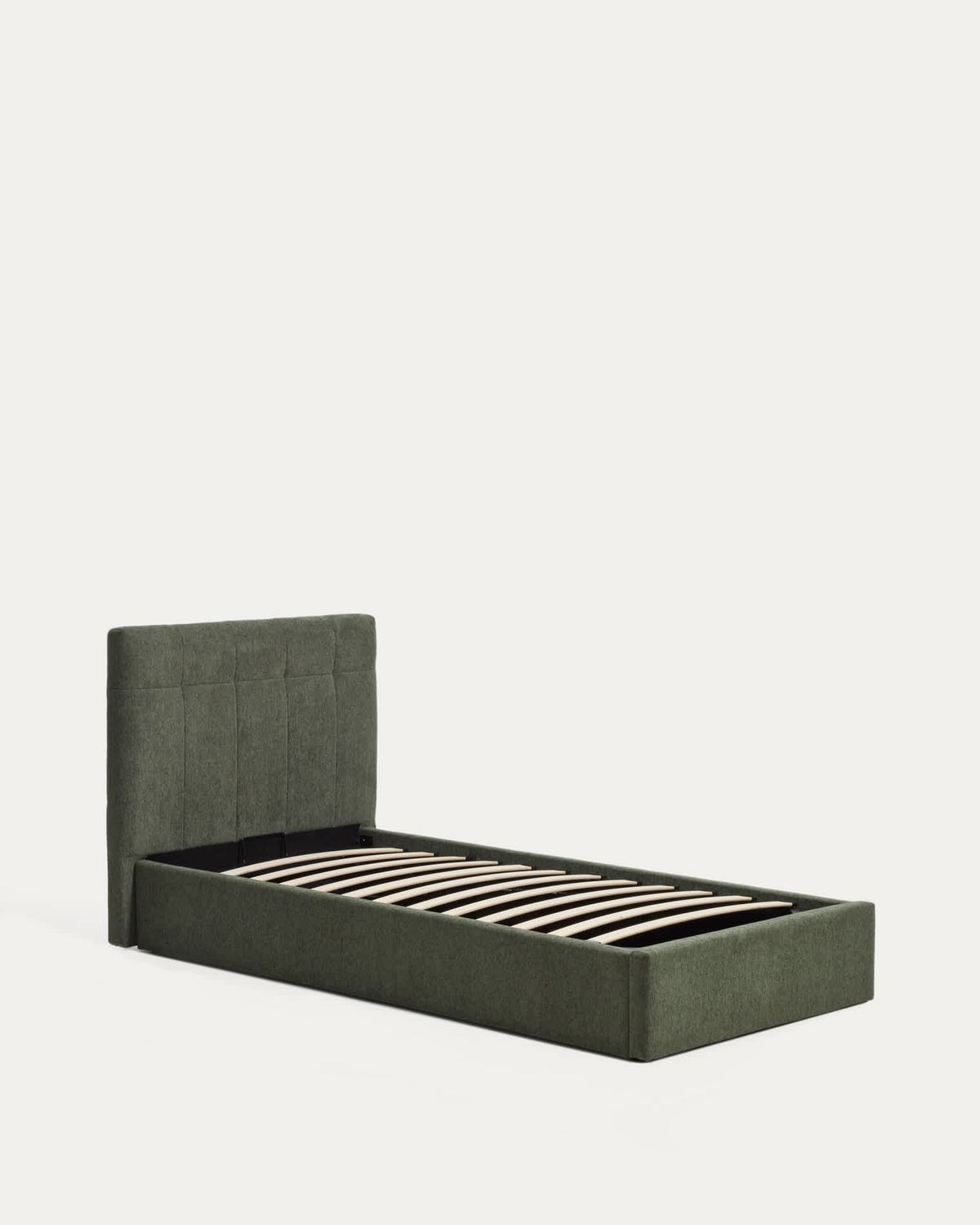 Cama con canapé abatible Darnela de chenilla verde musgo para colchón de 90 x 200 cm FSC 100%