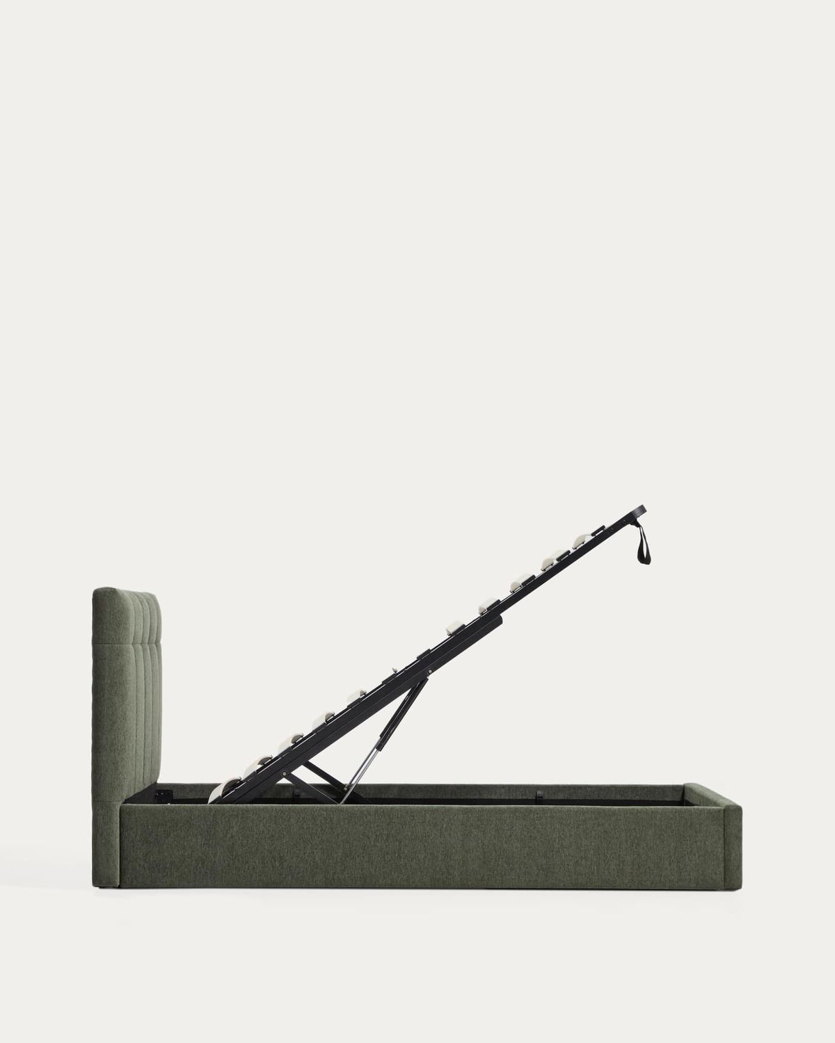 Cama con canapé abatible Darnela de chenilla verde musgo para colchón de 90 x 200 cm FSC 100%