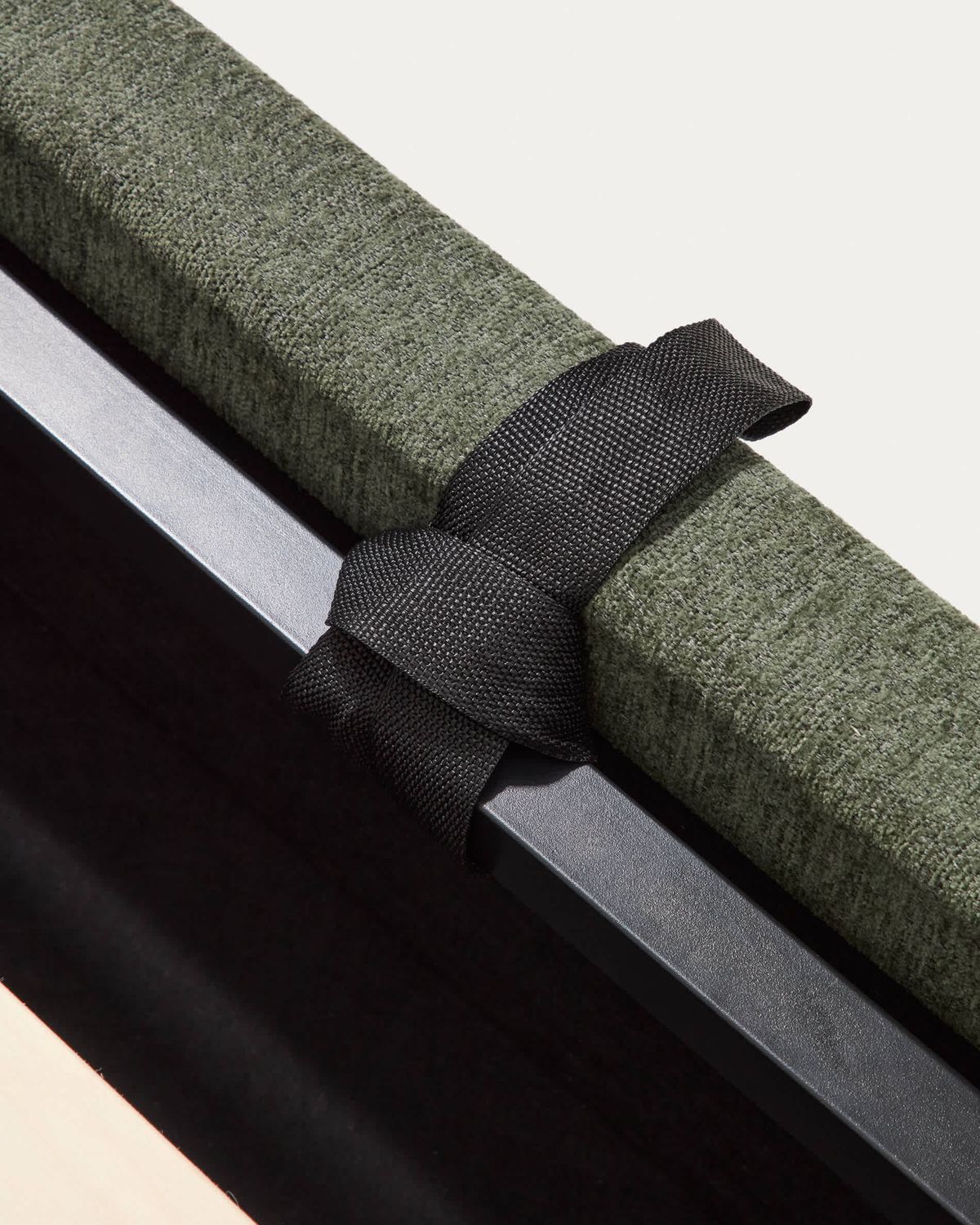 Cama con canapé abatible Darnela de chenilla verde musgo para colchón de 90 x 200 cm FSC 100%