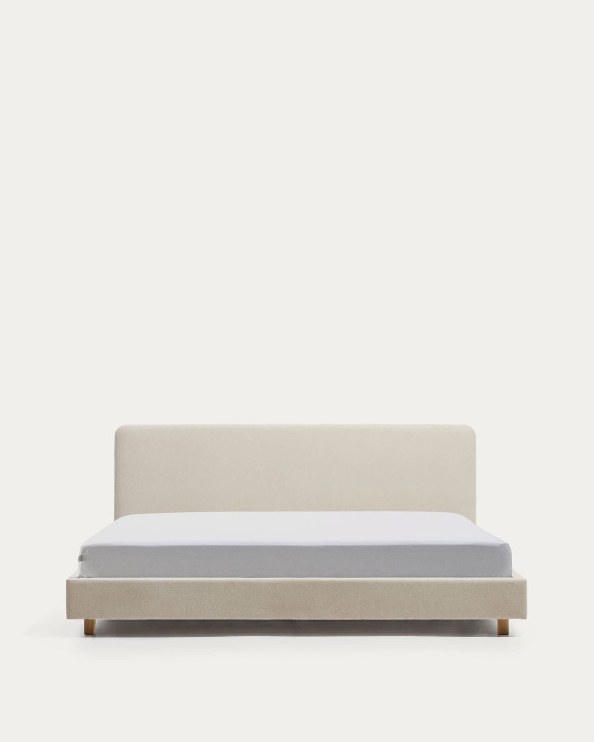 Cama Selven en chenilla beige para colchón de 180 x 200 cm FSC 100%