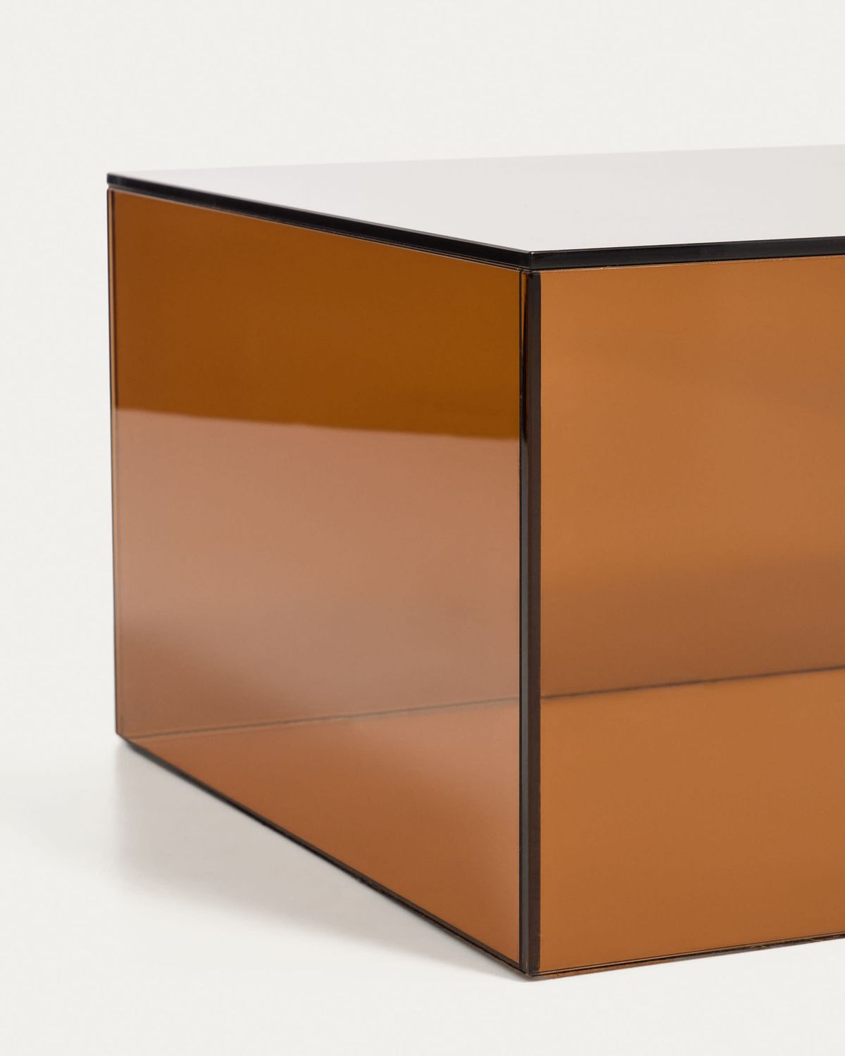 Mesa de centro Orlia de vidrio templado marrón 110 x 50 cm