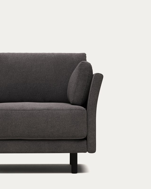 Sofá Gilma 2 plazas gris y patas acabado negro 170 cm FR