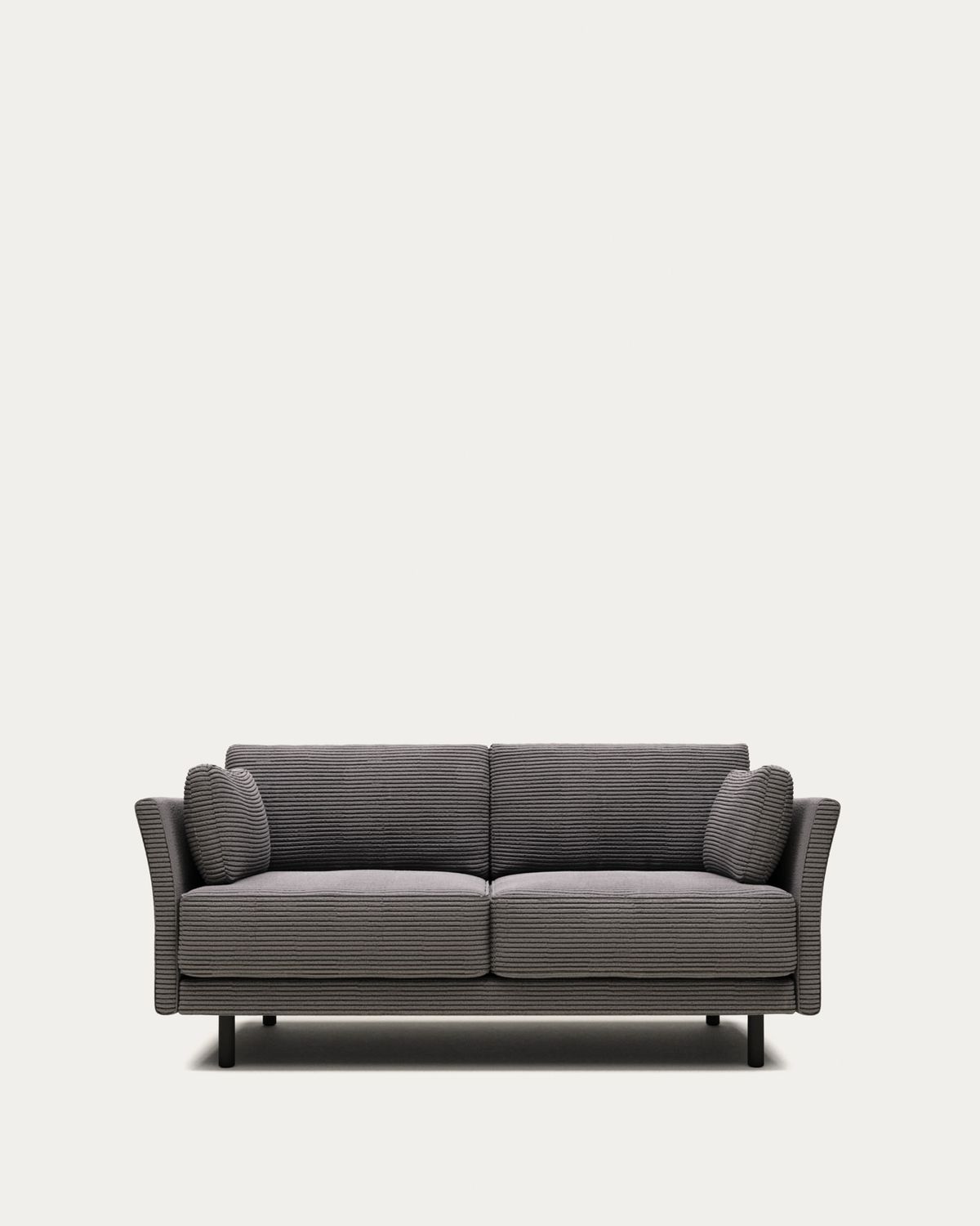 Sofá Gilma 2 plazas de pana gruesa gris y patas acabado negro 170 cm FR
