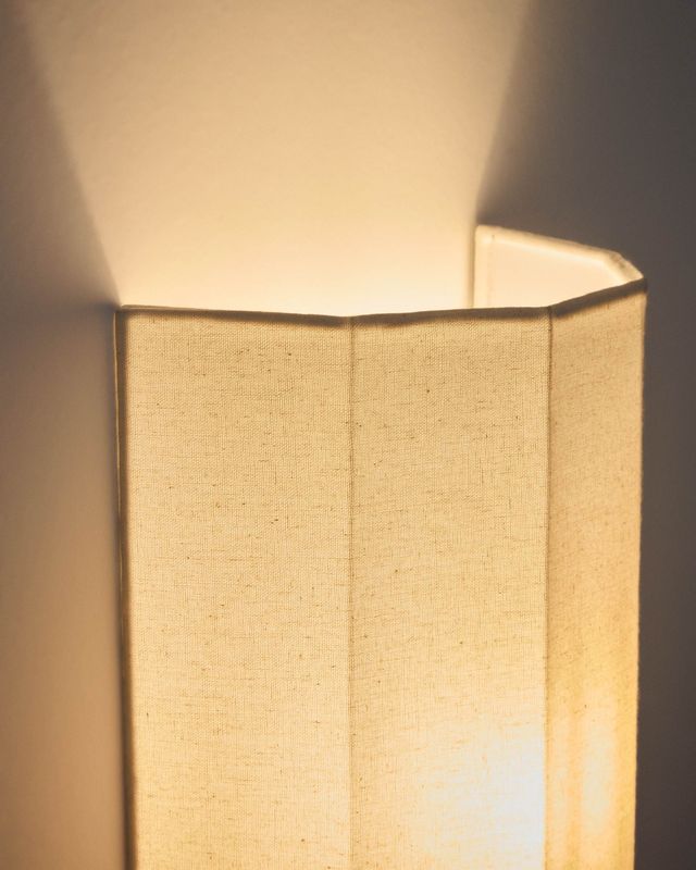 Aplique de pared Lumeni de madera de caucho y lino beige 20 cm