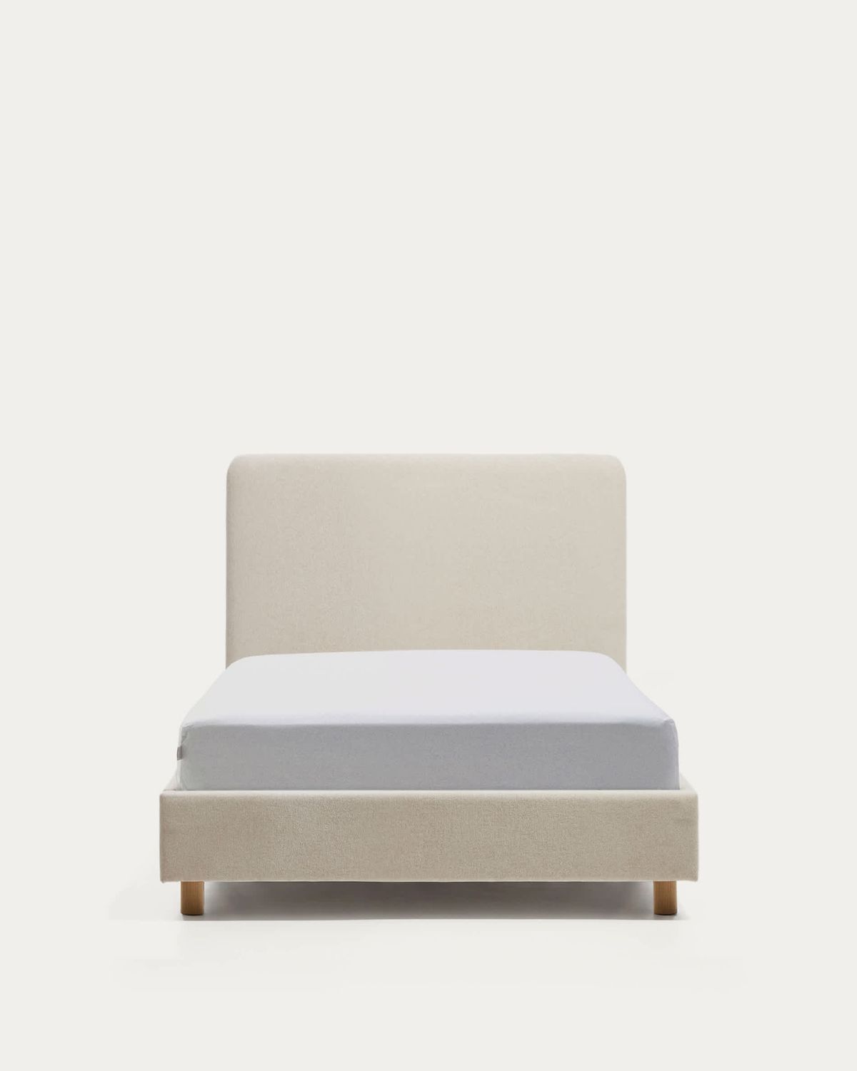 Cama Selven en chenilla beige para colchón de 90 x 200 cm FSC 100%