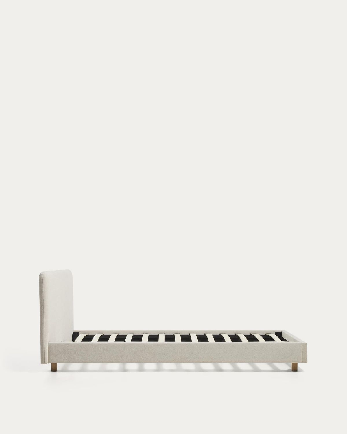 Cama Selven en chenilla beige para colchón de 90 x 200 cm FSC 100%