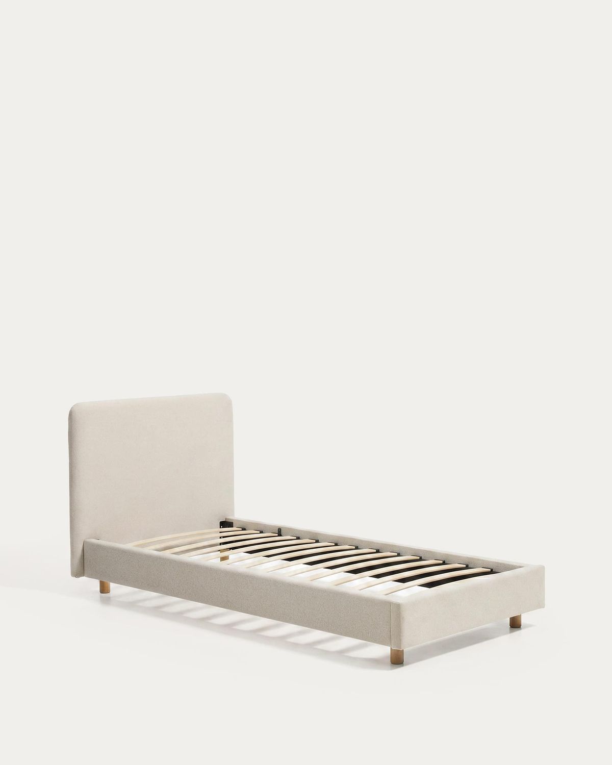 Cama Selven en chenilla beige para colchón de 90 x 200 cm FSC 100%