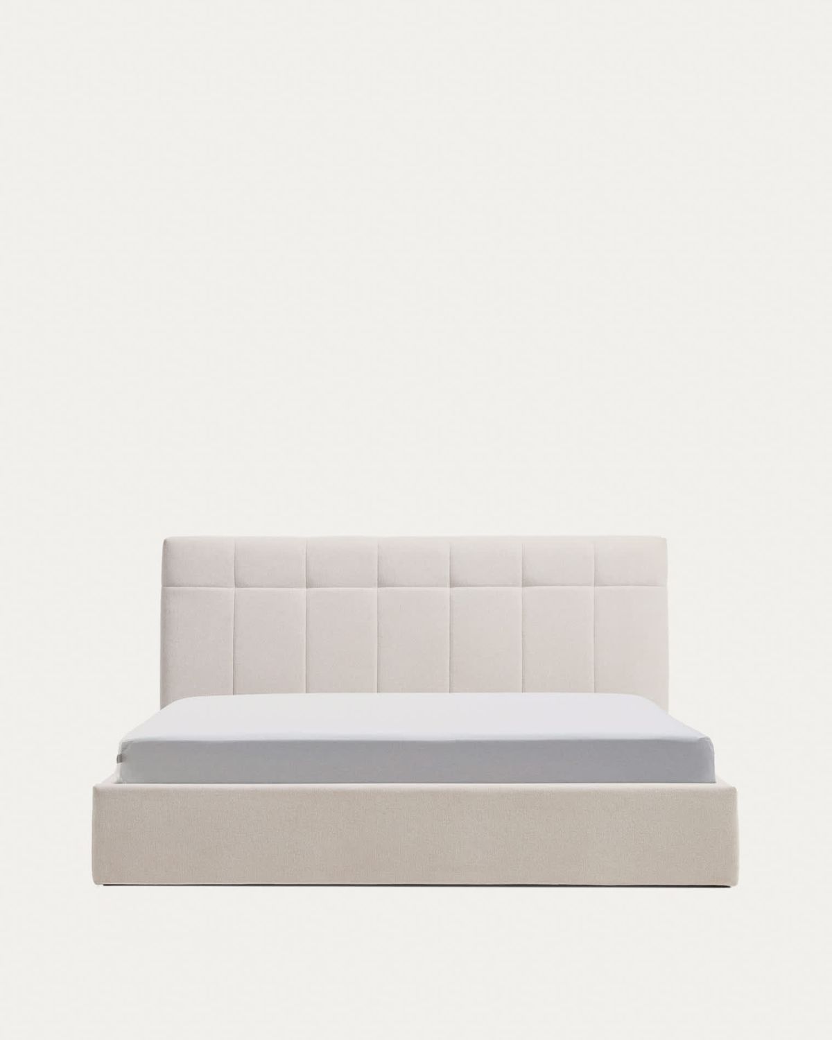Cama con canapé abatible Darnela de chenilla crudo para colchón de 180 x 200 cm FSC 100%
