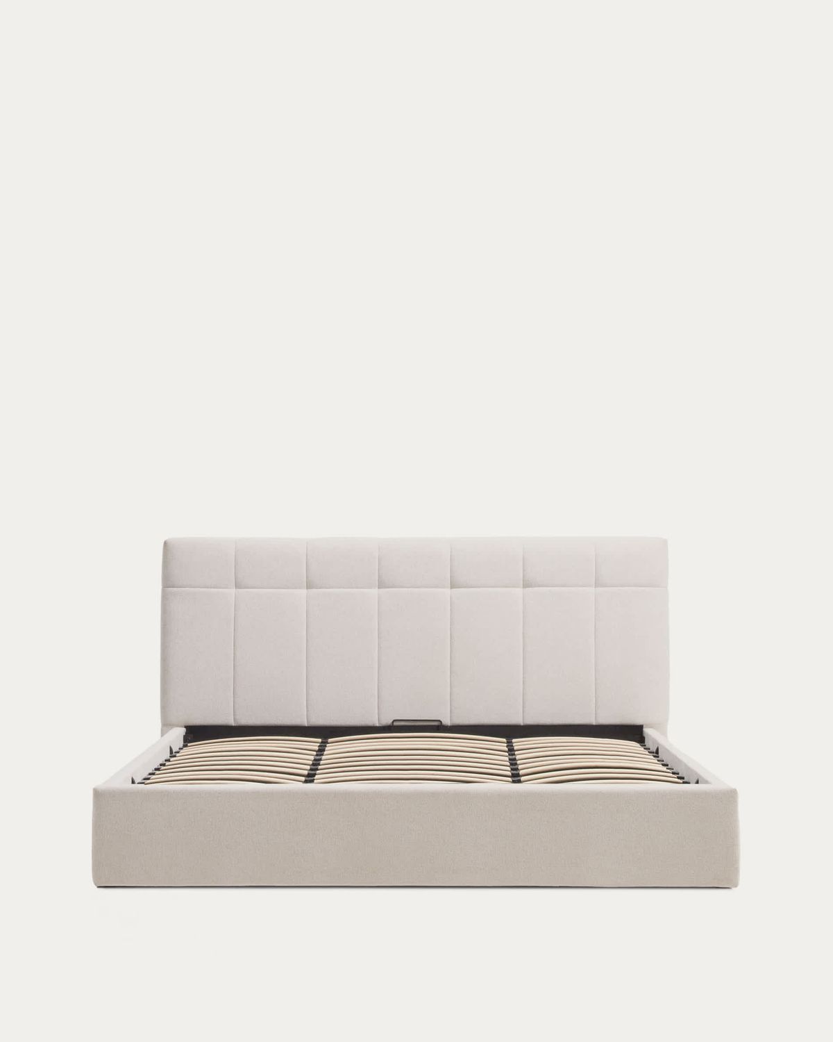 Cama con canapé abatible Darnela de chenilla crudo para colchón de 180 x 200 cm FSC 100%