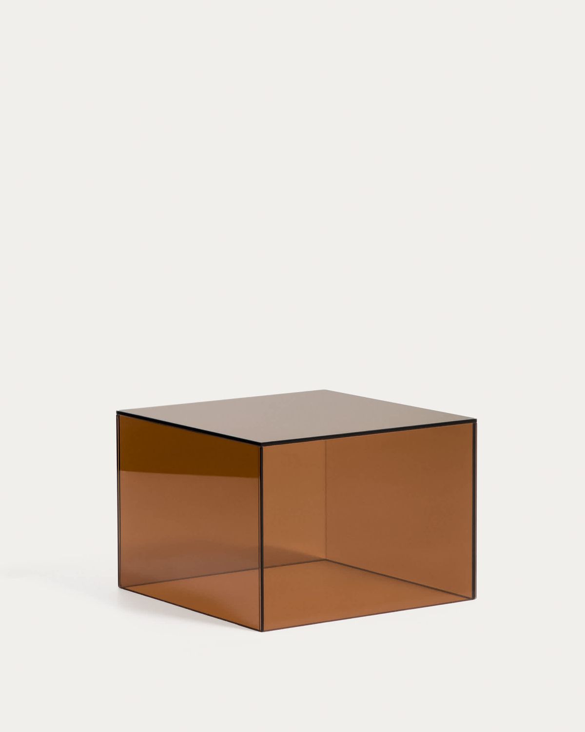 Mesa auxiliar Orlia de vidrio templado marrón 50 x 50 cm