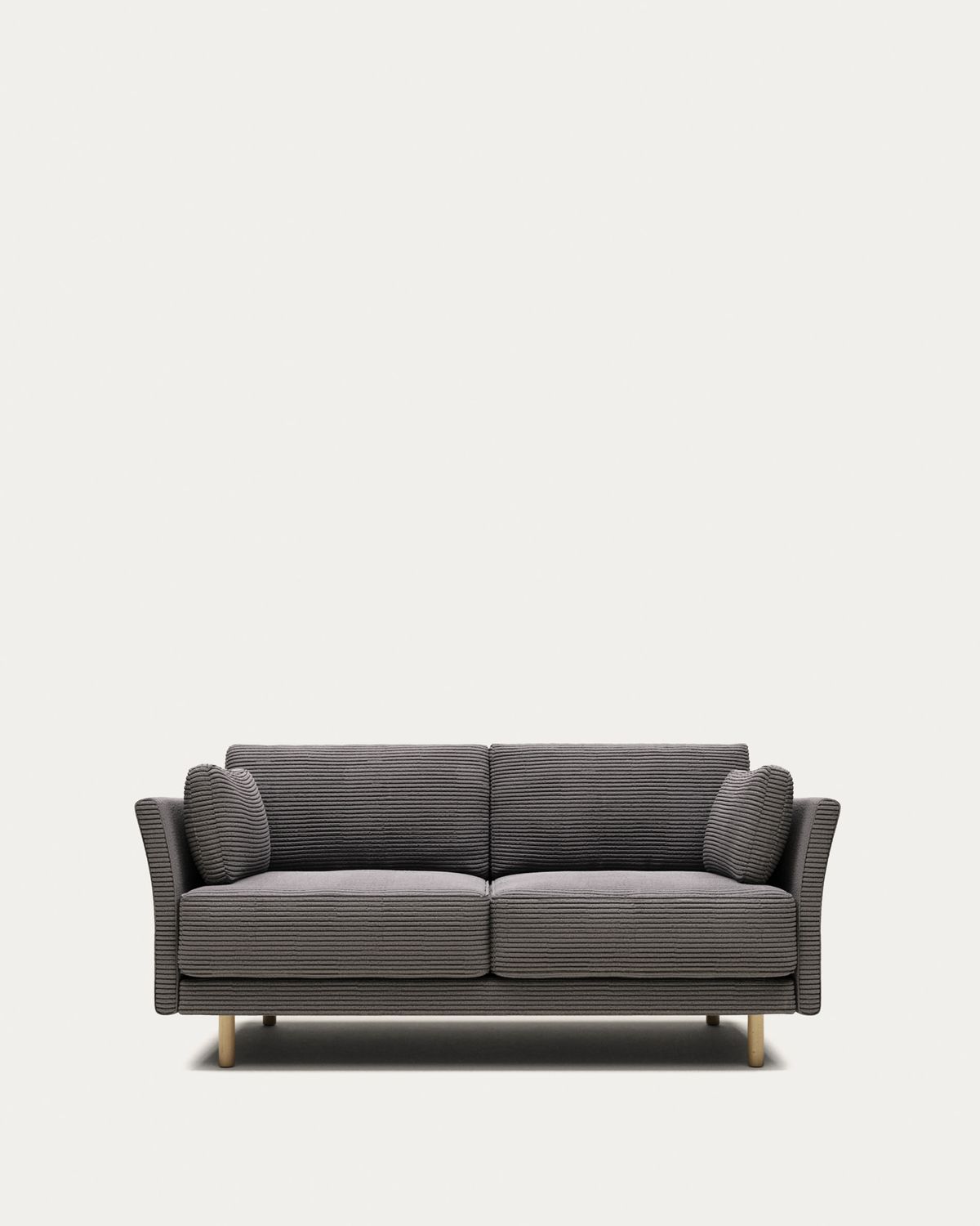 Sofá Gilma 2 plazas de pana gruesa gris y patas acabado natural 170 cm FR