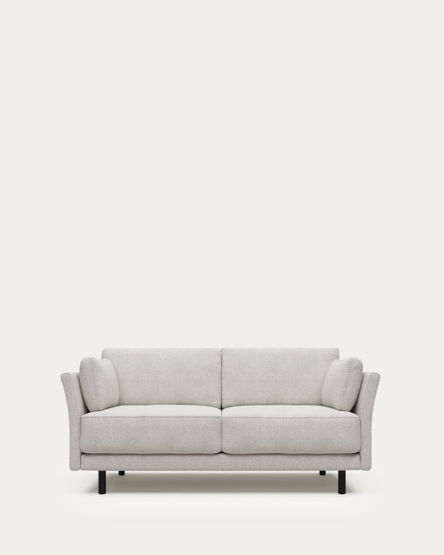 Sofá Gilma 2 plazas de borrego blanco y patas acabado negro 170 cm FR