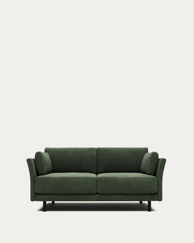 Sofá Gilma 2 plazas verde y patas acabado negro 170 cm FR