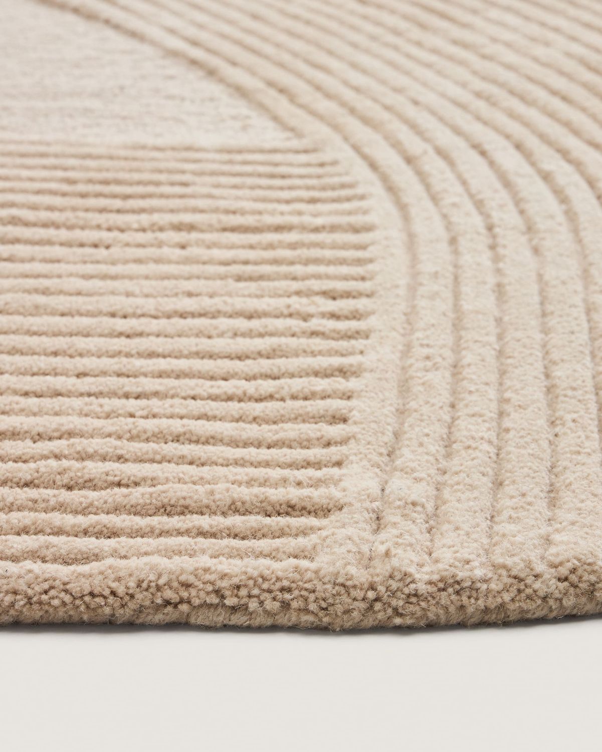 Alfombra Domm de lana beige Ø 200 cm