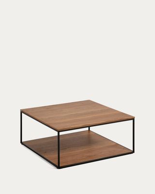 Mesa de centro Yoana de chapa de nogal y estructura de metal pintado negro 80 x 80 cm