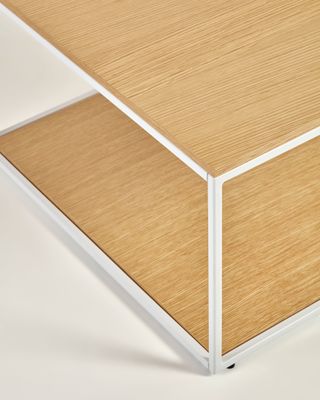 Mesa de centro Yoana de chapa de roble y estructura de metal blanco 110 x 60 cm