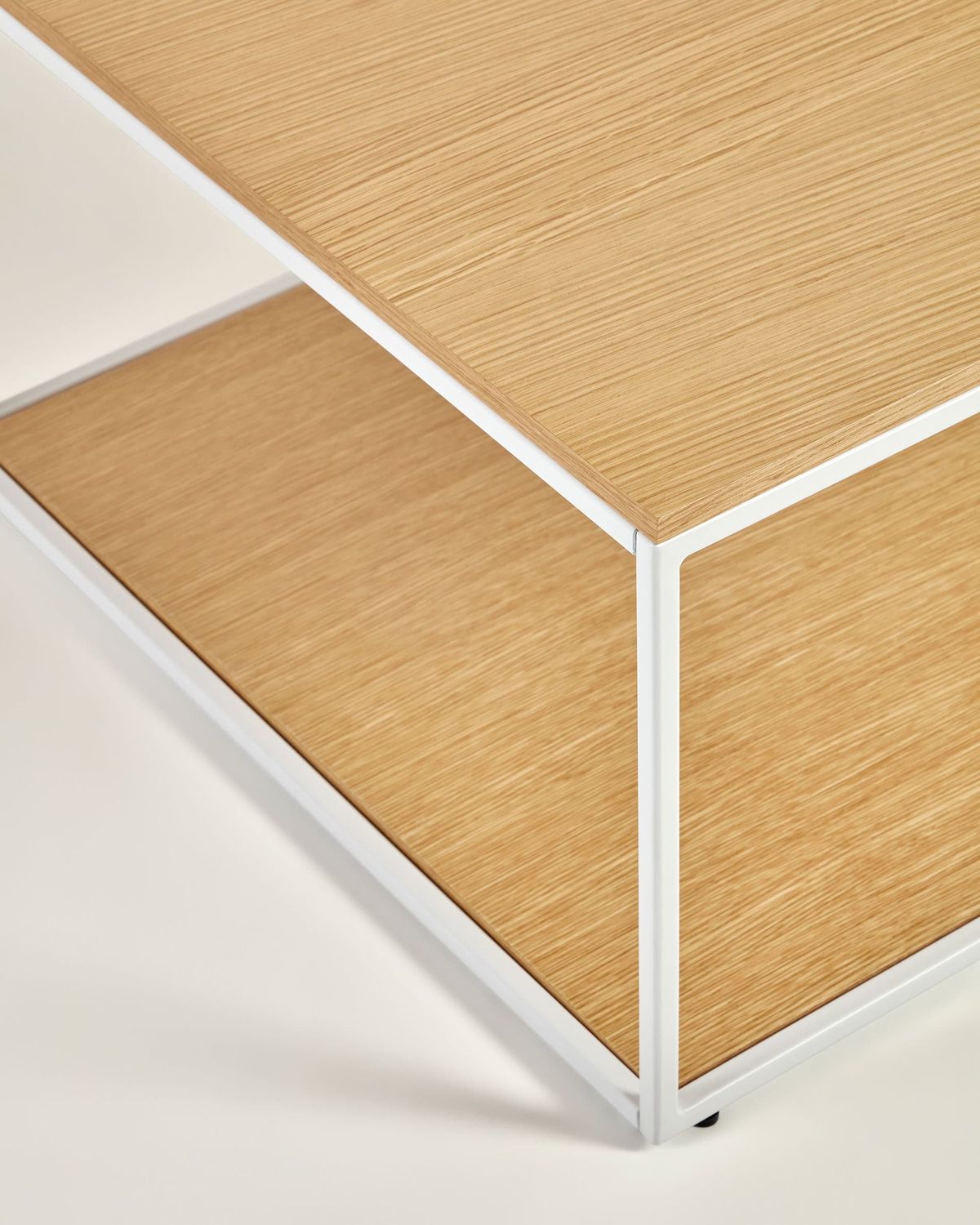 Mesa de centro Yoana de chapa de roble y estructura de metal blanco 110 x 60 cm