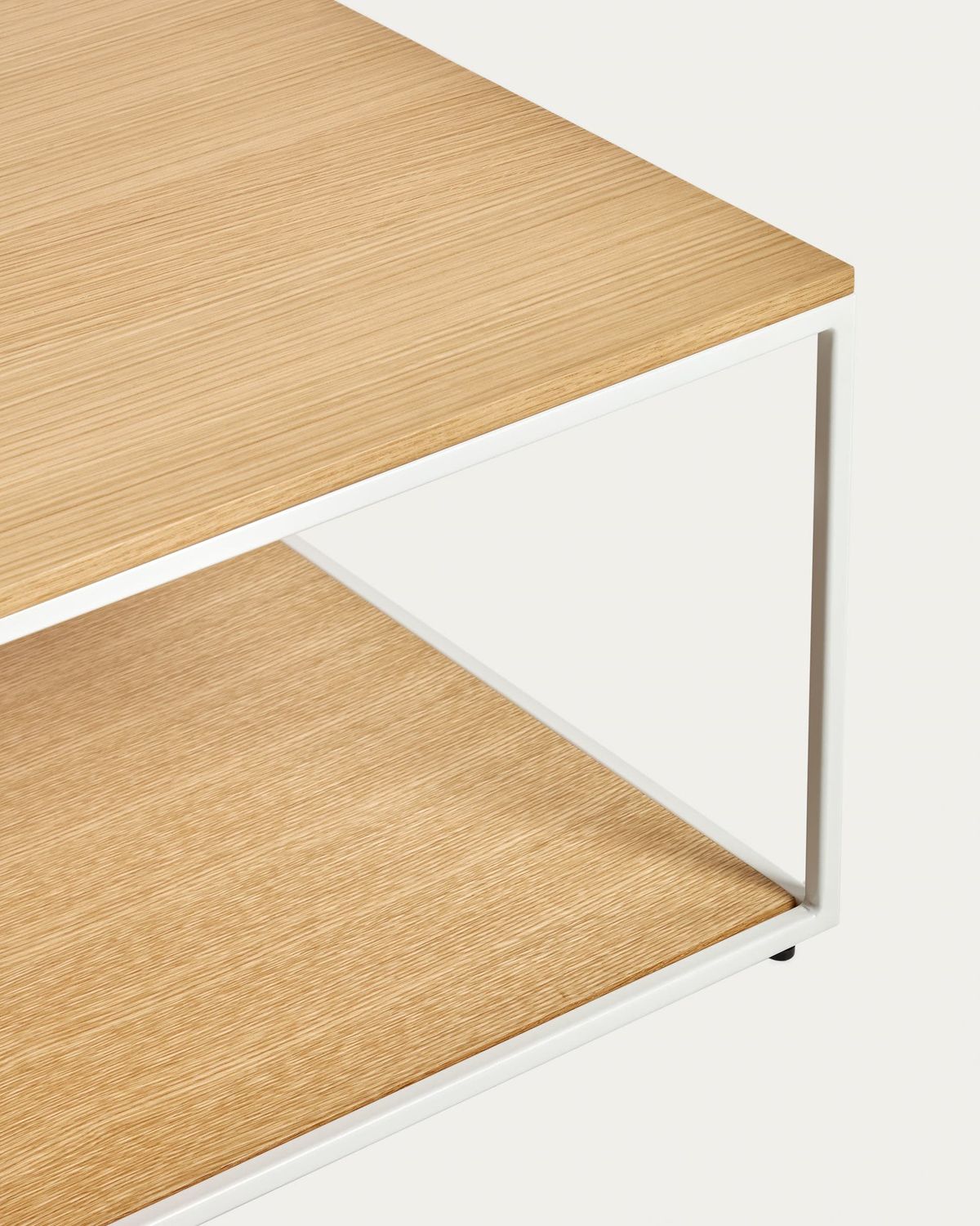 Mesa de centro Yoana de chapa de roble y estructura de metal blanco 110 x 60 cm