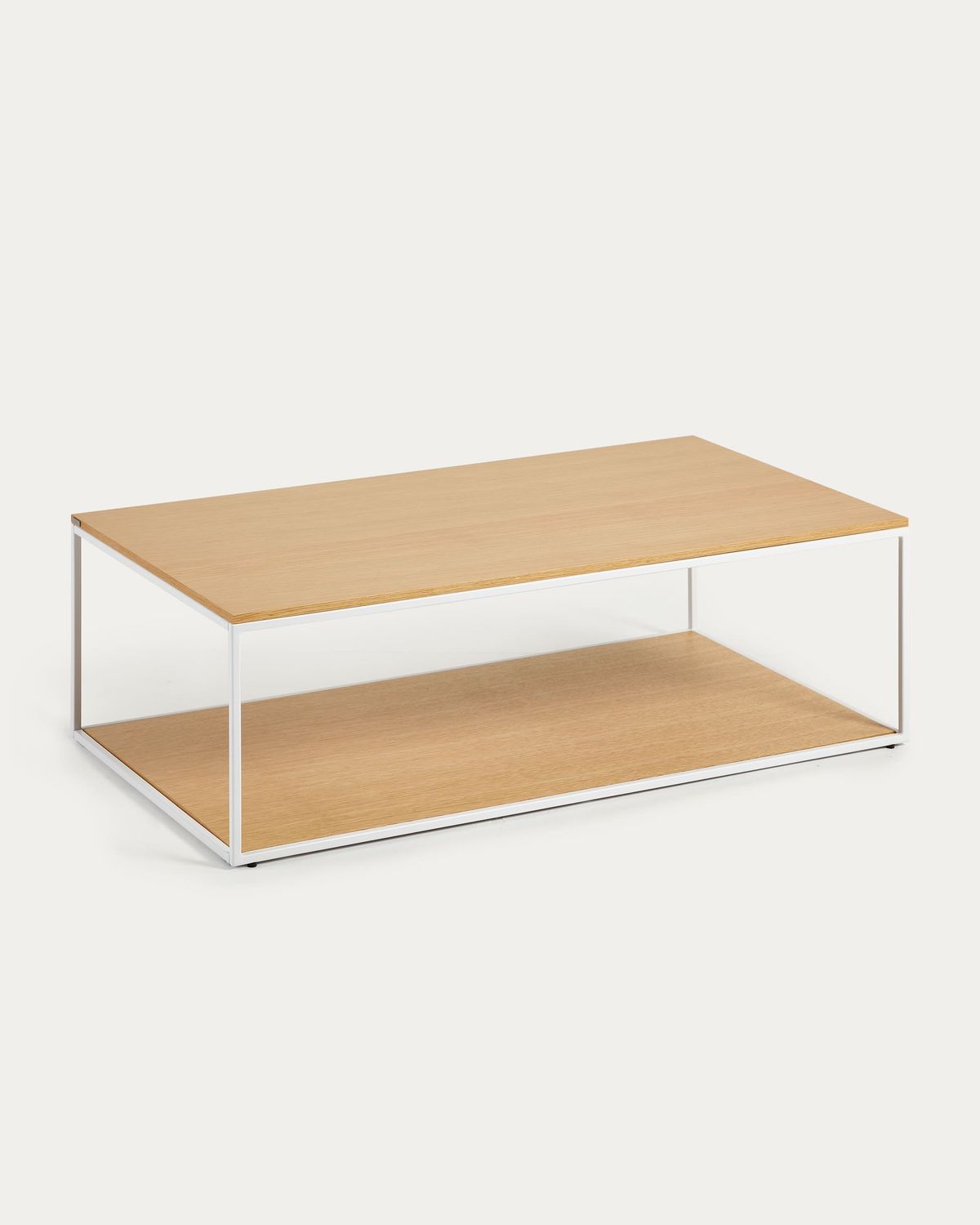 Mesa de centro Yoana de chapa de roble y estructura de metal blanco 110 x 60 cm