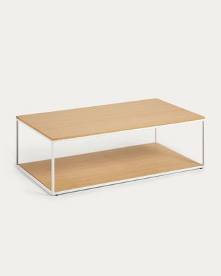 Mesa de centro Yoana de chapa de roble y estructura de metal blanco 110 x 60 cm