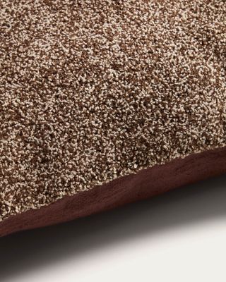 Funda de cojín Olinan de bouclé melange marrón 50 x 50 cm